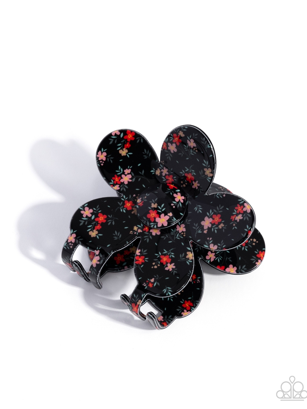 Dueling Flowers Paparazzi Black Floral Petal Hair Claw